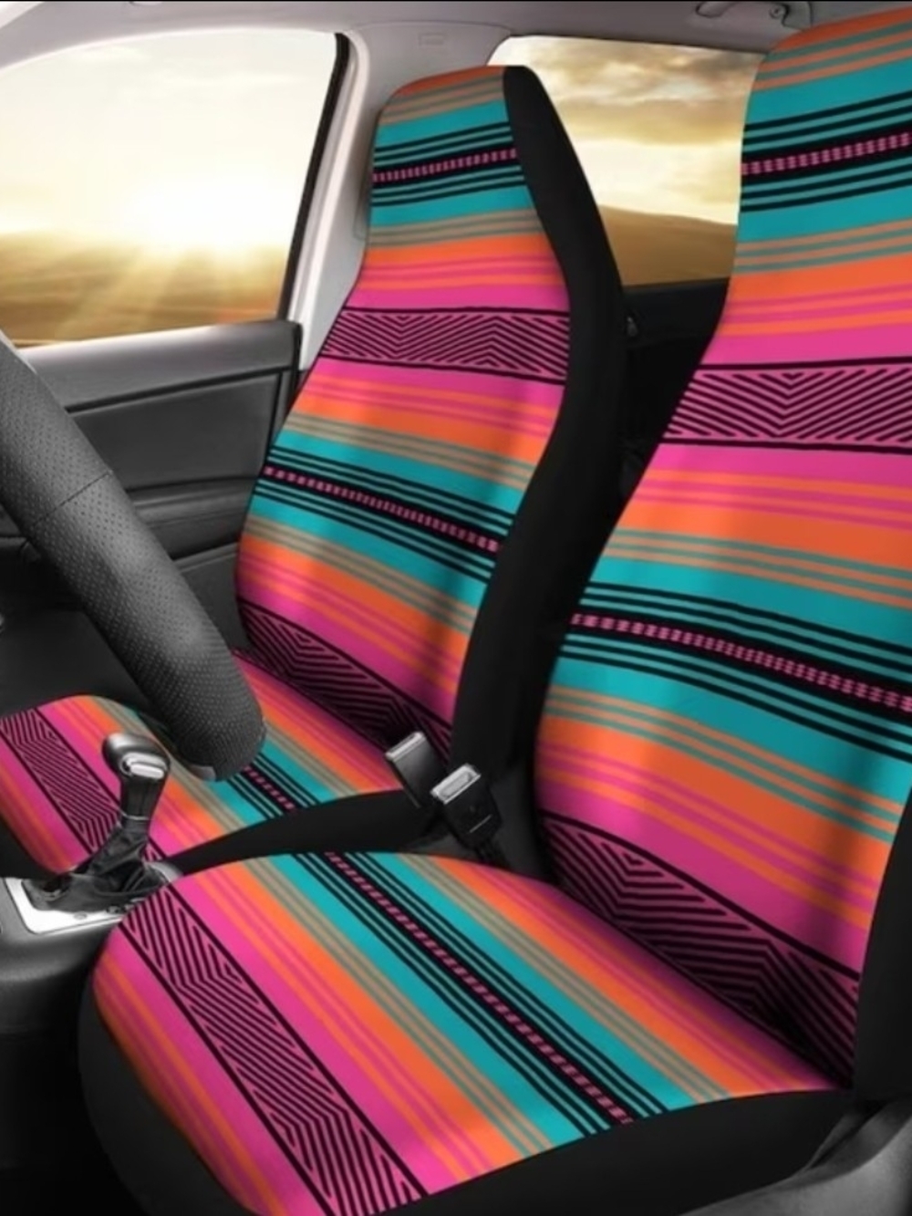 Vibrant Serape Stripe Universal Car Seat Covers